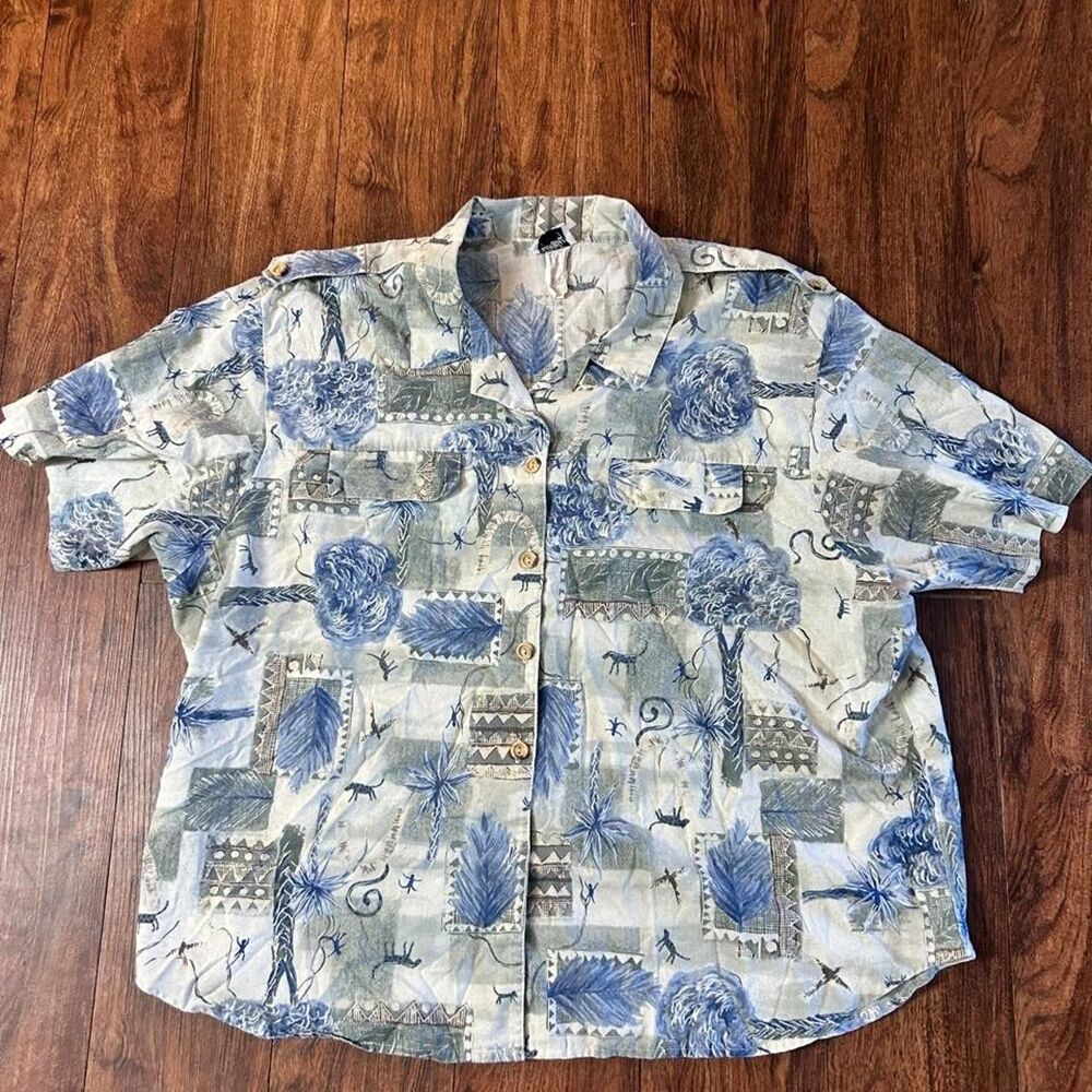 Mens 3X Vintage Tapestry Shirt Made USA Southwestern Abstract Print Button Up